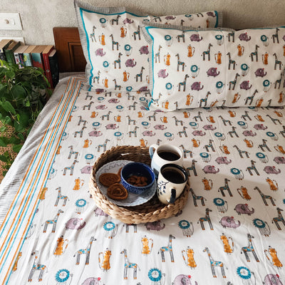 BABY BOO - Pure Cotton Hand Block Printed Double Bedsheet Thread Count 250