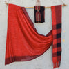 BENGAL KI RANI- Pure Cotton Red With Black Handwoven Saree