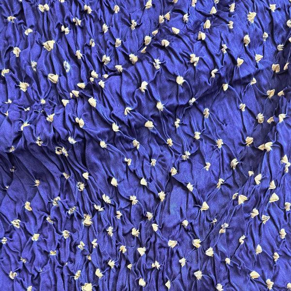 Modal Silk Blue With Yellow Bandhani Fabric