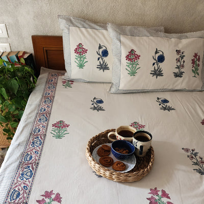 BOMBAY GARDENS -  Pure Cotton Jaipuri Cotton Double Bedsheet