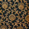 ( Pre-Cut 1.90 Meter ) Banarasi Brocade Black With Gold Zari Jaal Woven Fabric