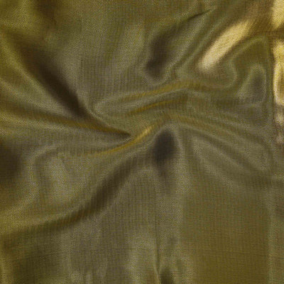 Banarasi Brocade Olive Green With Golden Zari Zig-Zag Hand Woven Fabric