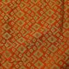 ( Precut 1.75 Meter ) Banarasi Brocade Orange With Gold Geometric All Over Pattern Woven Fabric