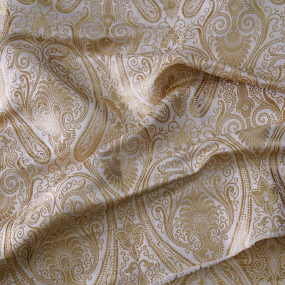 ( Pre-Cut 1.40 Meter ) Banarasi Brocade Royal Cream With All Over Pattern Woven Fabric