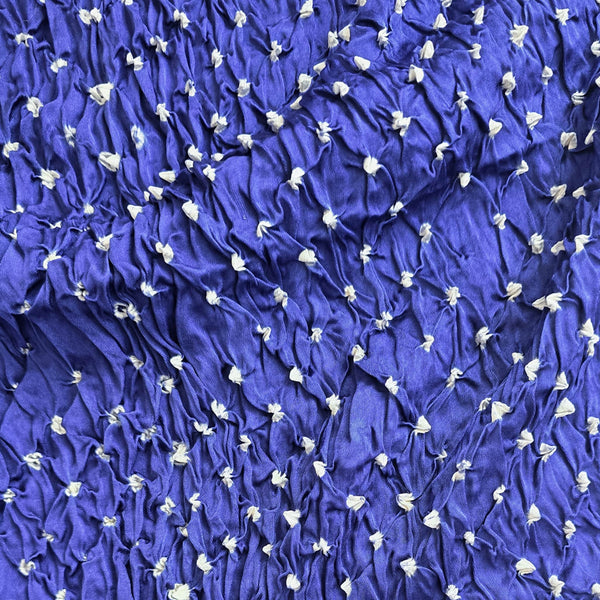 Modal Silk Blue With White Bandhani Fabric
