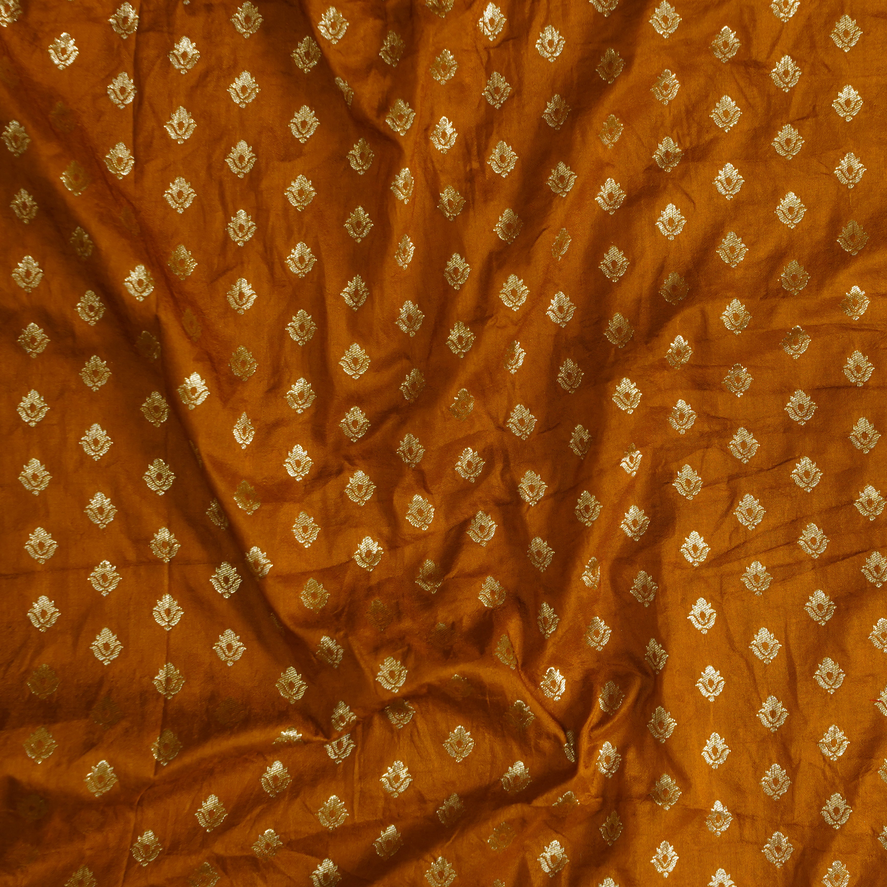 Brocade Brown With Golden Butti Hand Woven Fabric – Sanskruti