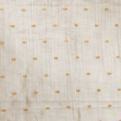 ( Pre-Cut 0.85 Meter ) Brocade Cream With Golden Small Motif Hand Woven Fabric