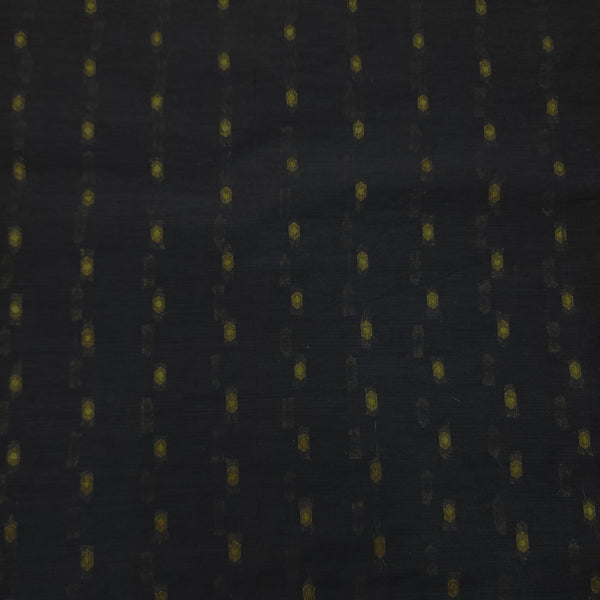 Pre-cut 1 meter Brocade Dark Grey Chanderi Golden Dots Hand  Woven Fabric