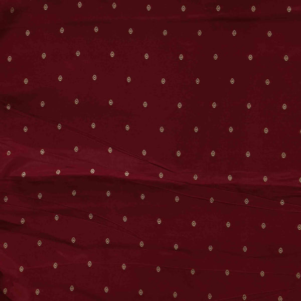 Brocade Maroon With Goldenish Sliver  Dots Hand Woven Fabric