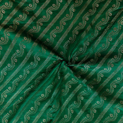 (Pre-Cut 2.35 Meter ) Brocade Diagnal Creeper And Zari Diagonal Stripes Woven Fabric