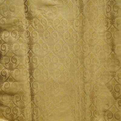 Brocade Golden Zari Flower Work Hand Woven Fabric