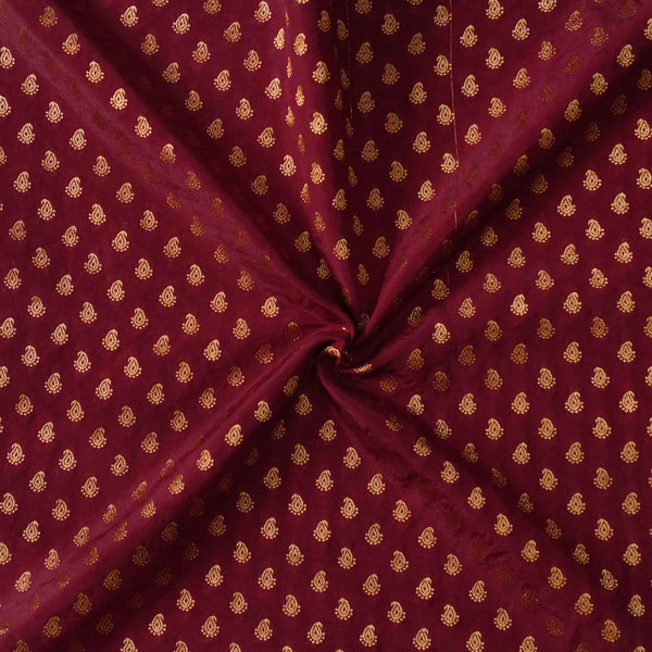 Pre-cut 1.74 meter Brocade Maroon With Tiny Zari Kairi Woven Fabric