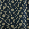 Heavy Dola Silk Navy Blue With Light Golden Flower Jaal Hand Woven Fabric