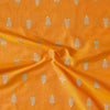 Brocade Orange With Silver Leafs Hand Woven Fabric