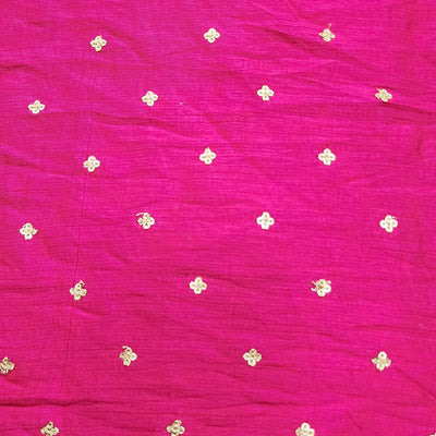 ( Pre-Cut 1.15 Meter ) Brocade Pink With Golden Tiny Flower Hand Woven Fabric