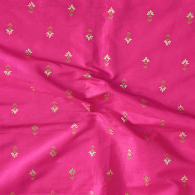 ( Pre-Cut 1.45 Meter ) Brocade Pink With Intricate Design Hand Woven Fabric