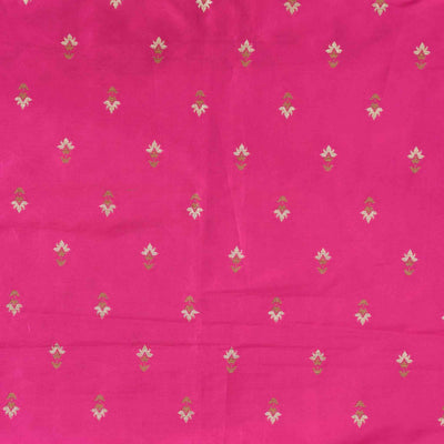 ( Pre-Cut 1.45 Meter ) Brocade Pink With Intricate Design Hand Woven Fabric