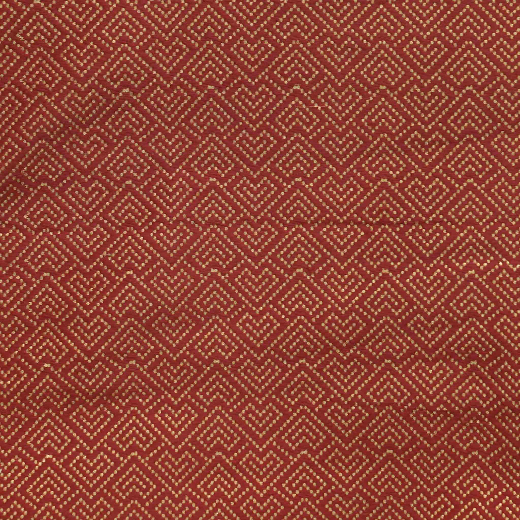 ( Pre-Cut 1.95 Meter ) Brocade Red With Golden Zari Intricate Design H ...