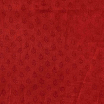 ( Pre-Cut 2.40  Meter ) Brocade Red With Self Intricate Design Hand Woven Fabric