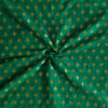 PRE-CUT 1.90 METER Brocade Sea Green With Four Petal Flower Motifs Woven Fabric
