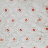 ( Pre-Cut 1.40 Meter ) Brocade White With Orange Flower Hand Woven Fabric