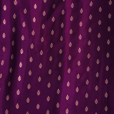Dola Silk Purple With Golden Zari Tiny Flower Motif Hand Woven Fabric