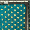 Brocade With Teal Green With Golden Flower Motif Hand Woven Fabric