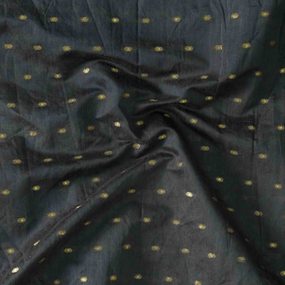 Chandari Grey  With Golden Zari Dots Hand Woven Fabric