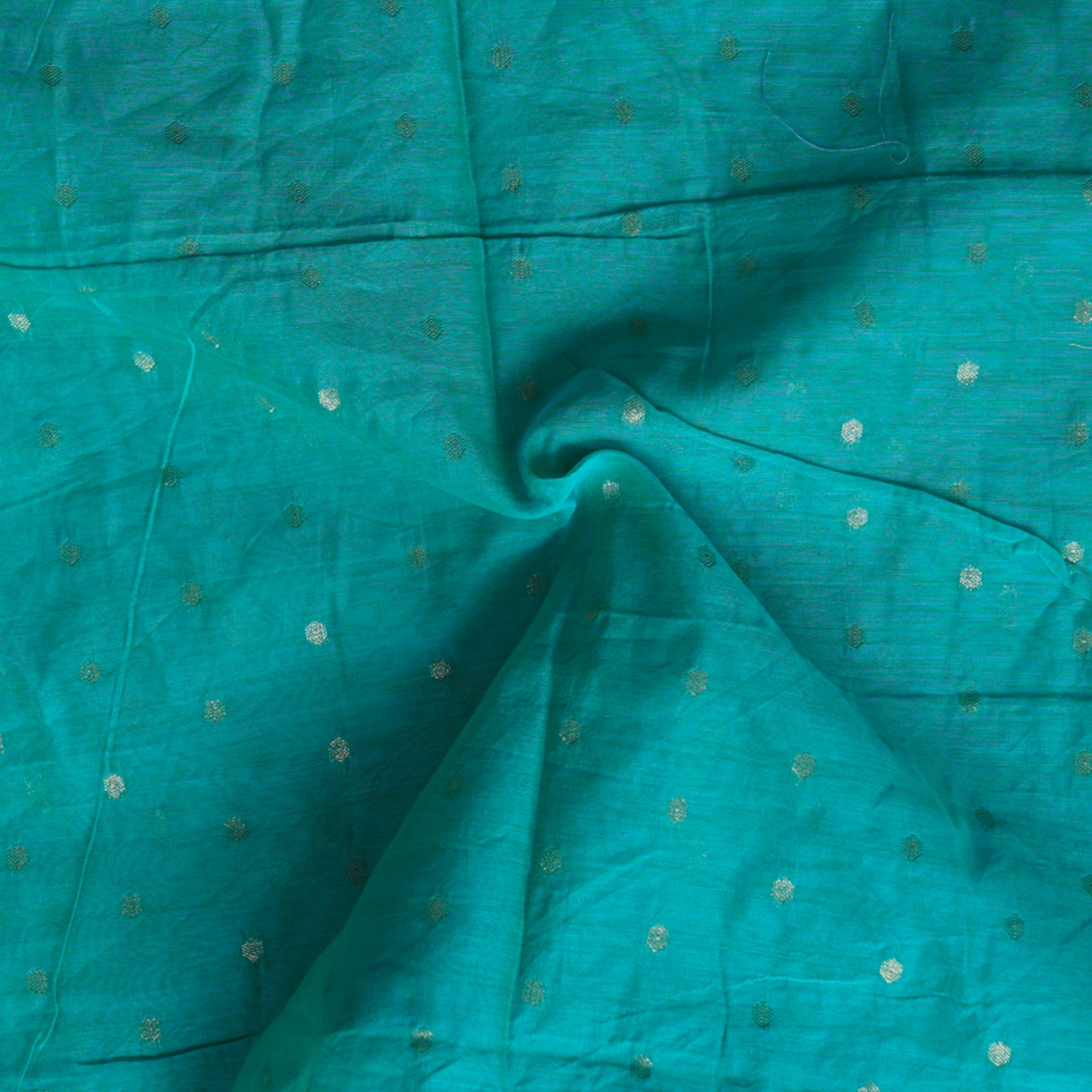 Chanderi Blue With Golden Butti Fabric – Sanskruti