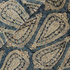 Chanderi Kalamkari Rust Blue With White Wild Leaves Motif Hand Block Print Fabric