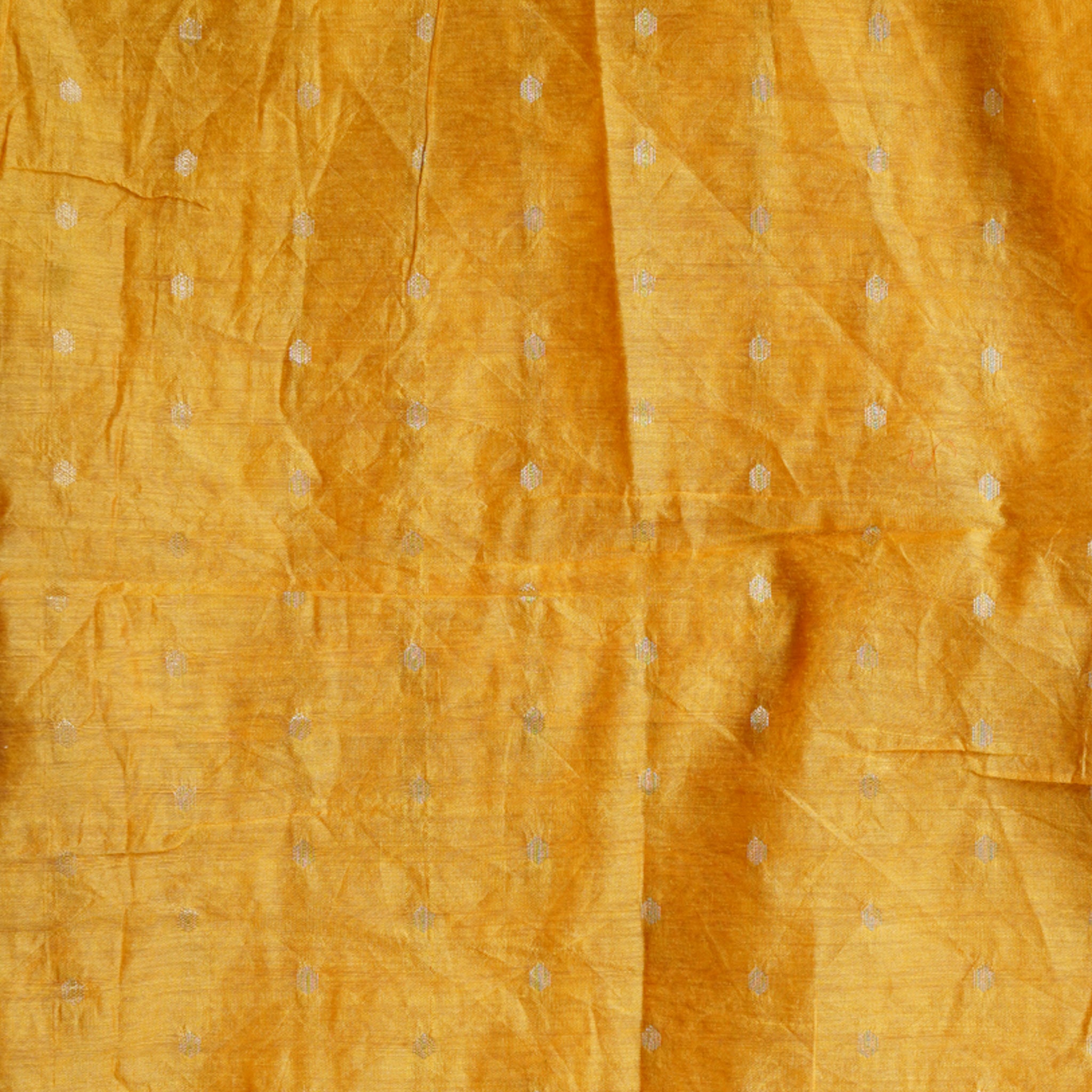 Yellow - Handloom Zari Buti Mercerised Cotton Chanderi Fabric 05