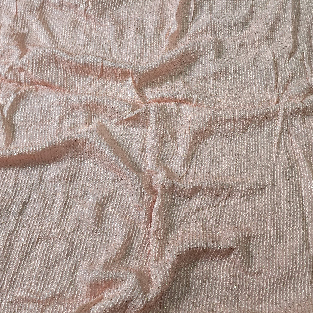 ( Pre-Cut 2 Meter ) Chiffion Light Peach Squcens Fabric – Sanskruti