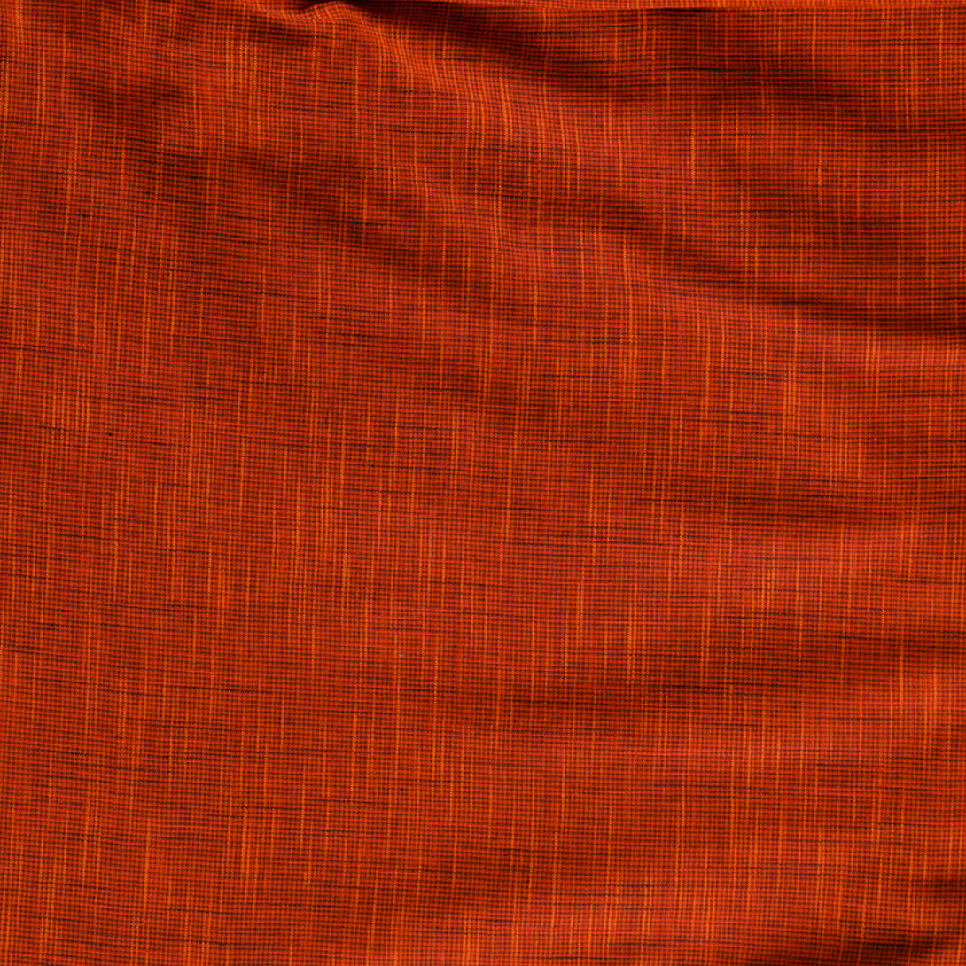 Pure Cotton Mini Small Checks Rust Orange With Rust Red Fabric – Sanskruti