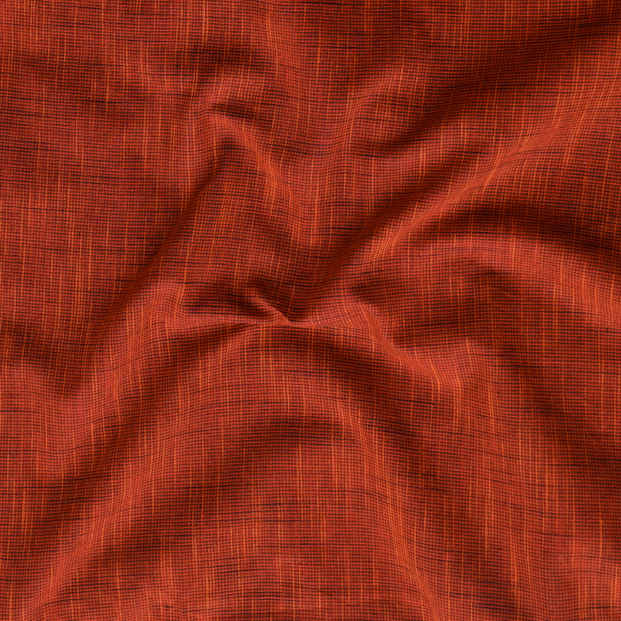 Rust Orange Color Cloth Pure Cotton Mini Small Checks Rust Orange With Rust Red Fabric – Sanskruti