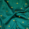 Cotton Silk Bottle Green With Golden Zari Design Hand Woven Fabric