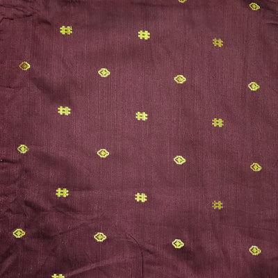 Cotton Silk Dark Maroon With Golden Zari Design Hand Woven Fabric