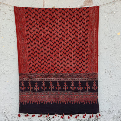 DHRITHI - Pure Cotton Vegetable Dyed Hand Block Printed Dupatta Geometric