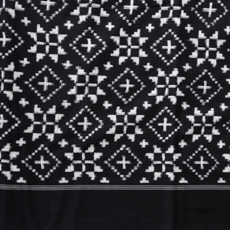Pure Cotton Telia Rumal Ikkat Black And White geometrical design With ...