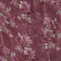Pure Chiffon Mauve With Petals Flower Jaal Fabric