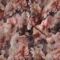 Pure Chiffon Brown With Cream Wild Flower Fabric