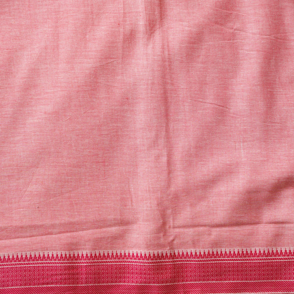 Pure Cotton Handloom Pink  With Dark Pink  Border Design Woven Fabri