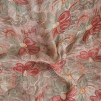 Pure Chiffon Light Beige With MultiColour Flower Fabric
