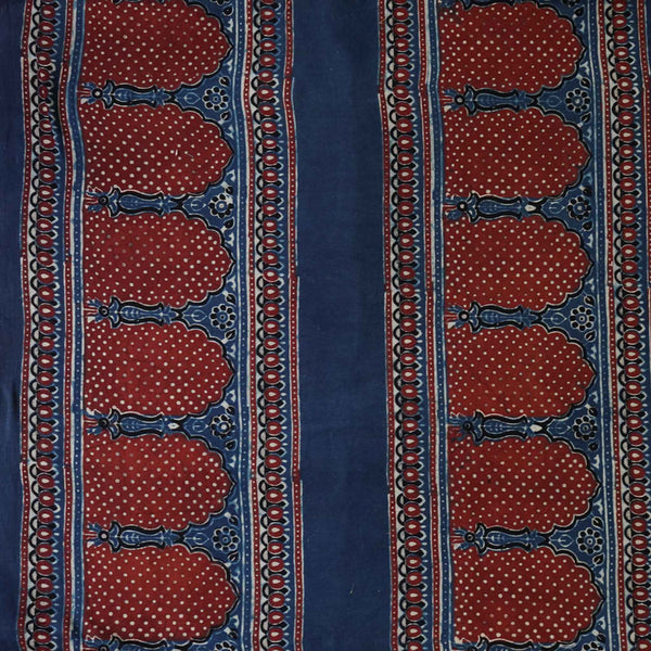 ( Pre-cut 0.80 Meter )Pure Cotton Ajrak Blue Zhrokha Hand Block Print Fabric