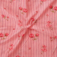 Malai Flowy Floral Peach Stripes  With Flower  Motif Digital Print Fabric