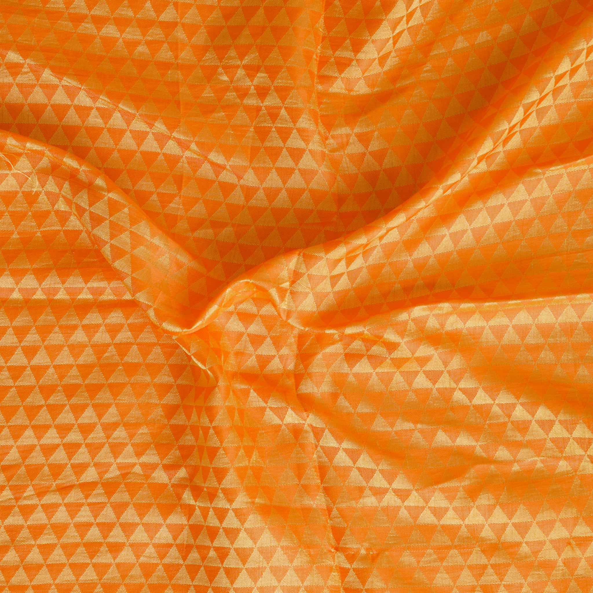 Orange - Brocade Viscose Banarasi Fabric 12