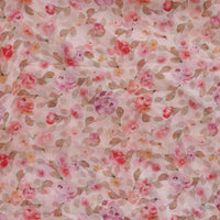 Pure Chiffon Light Pink With Small-Small Purple Pink Roses Fabric