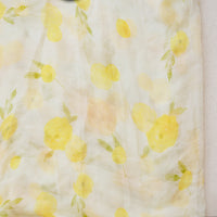 Pure Chiffon White With Yellow Flower Fabric