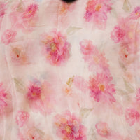 Pure Chiffon Cream With Pink Big- Small Flower Fabric
