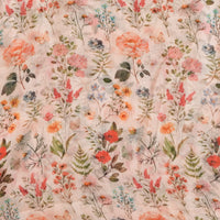 Pure Chiffon Cream With Different Small WildFlower Plant Motif Fabric