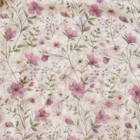 Pure Chiffon Cream With Pink And White Flower Creeper Fabric